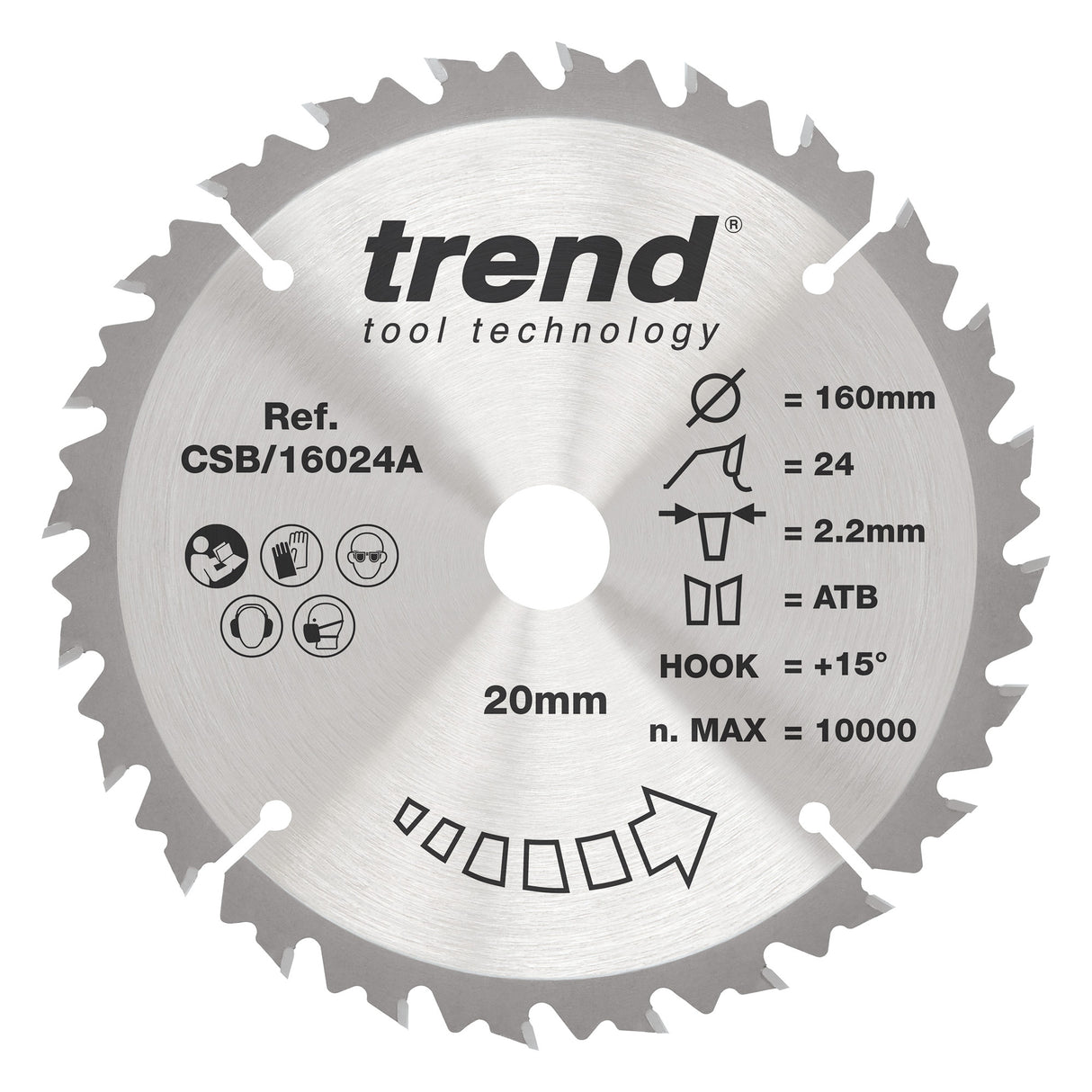 Trend 160mm x 20mm x 24T x 2.2mm Ripping Circular Saw Blade