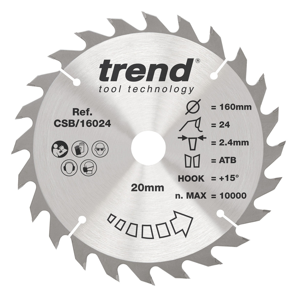 Trend 160mm x 20mm x 24T x 2.4mm General Purpose Circular Saw Blade