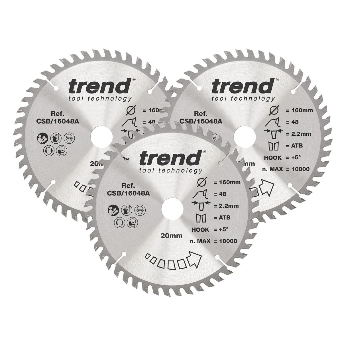 Trend 3-Piece 160mm x 20mm x 48T  Wood Circular Saw Blade Set