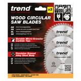 Trend 3-Piece 160mm x 20mm x 48T  Wood Circular Saw Blade Set