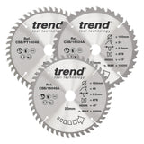 Trend 3-Piece 160mm x 20mm x 24/48T Wood Circular Saw Blade Set