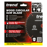 Trend 160mm x 20mm x 60T Fine Cut Off Circular Saw Blade with PTFE Coating