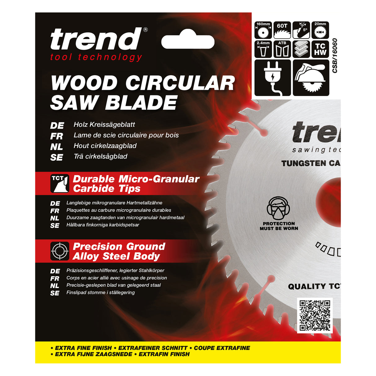 Trend 160mm x 20mm x 60T Wood Circular Saw Blade