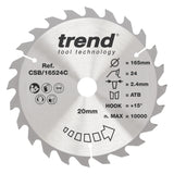Trend 165mm x 20mm x 24T General Purpose Circular Saw Blade
