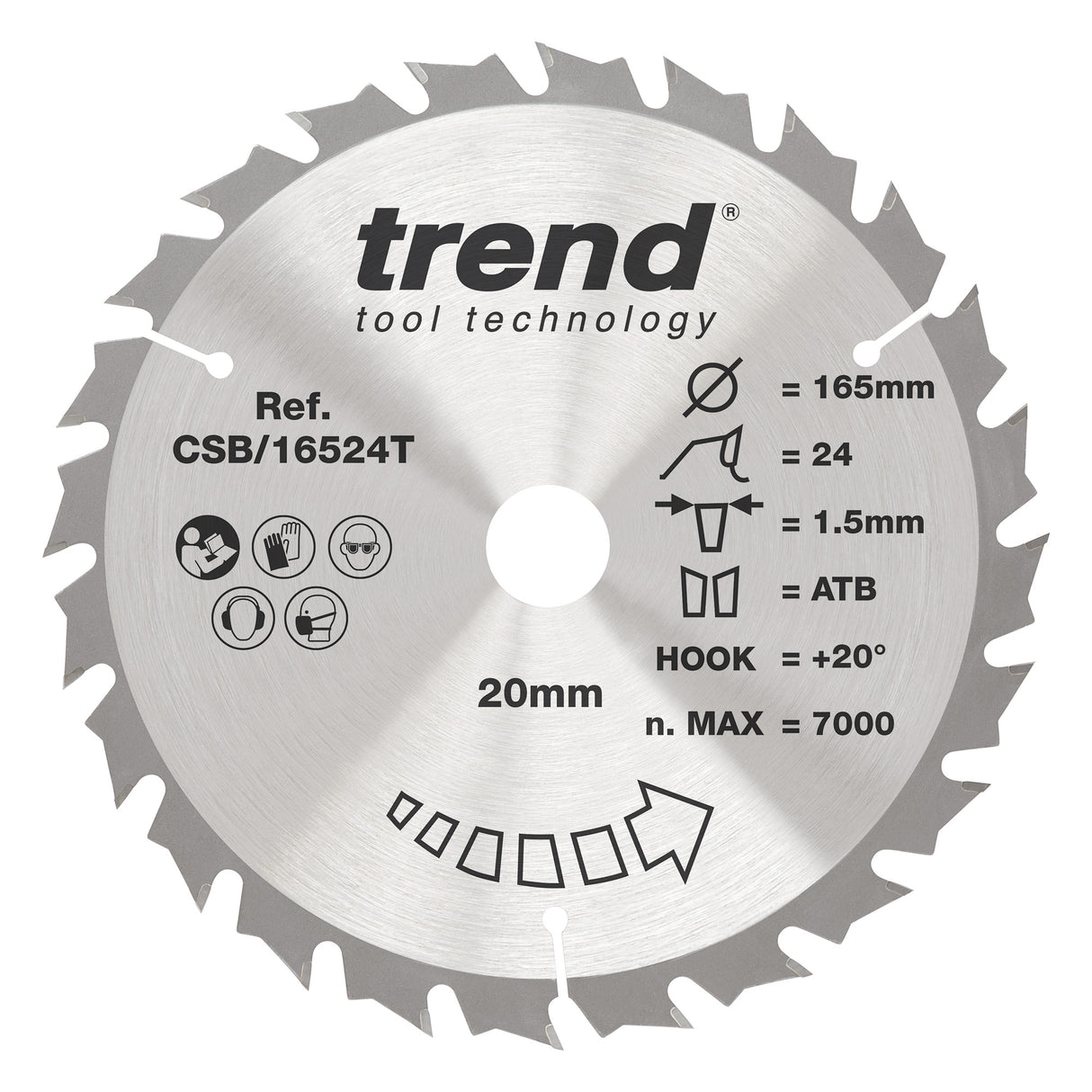 Trend 165mm x 20mm x 24T Thin Kerf General Purpose Cordless Circular Saw Blade