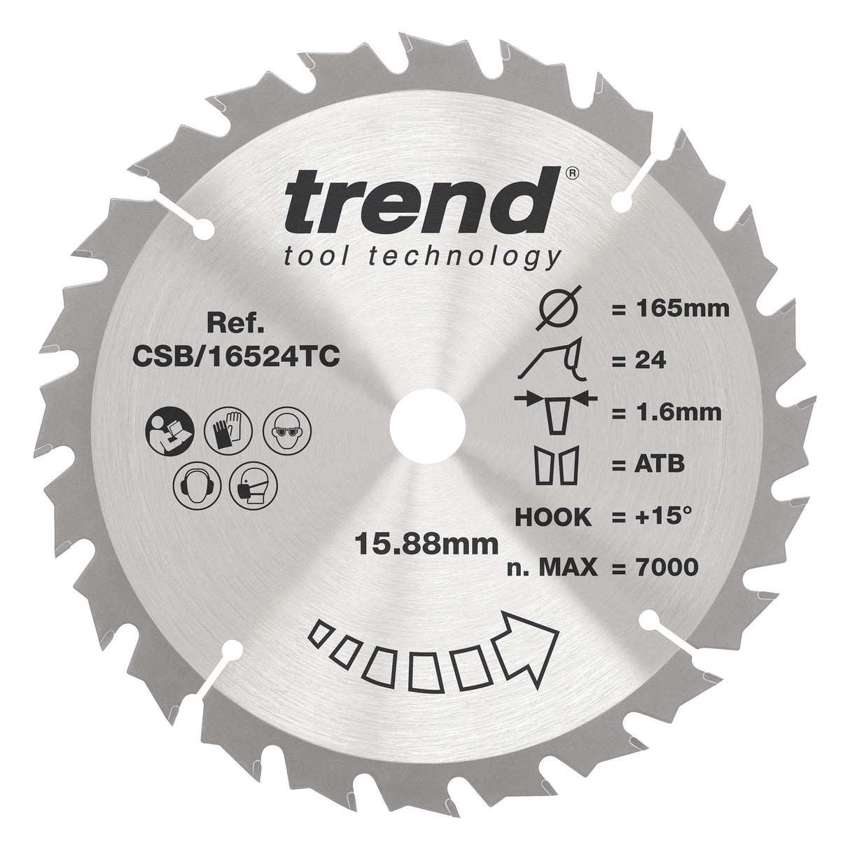 Trend 165mm x 15.88mm x 24T Thin Kerf Wood Cordless Circular Saw Blade