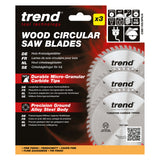 Trend 3-Piece 165mm x 20mm x 48T  Wood Circular Saw Blade Set