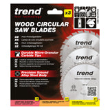 Trend 3-Piece 165mm x 20mm x 24/40/52T Wood Cordless Circular Saw Blade Set