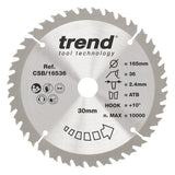 Trend 165mm x 30mm x 36T General Purpose Circular Saw Blade