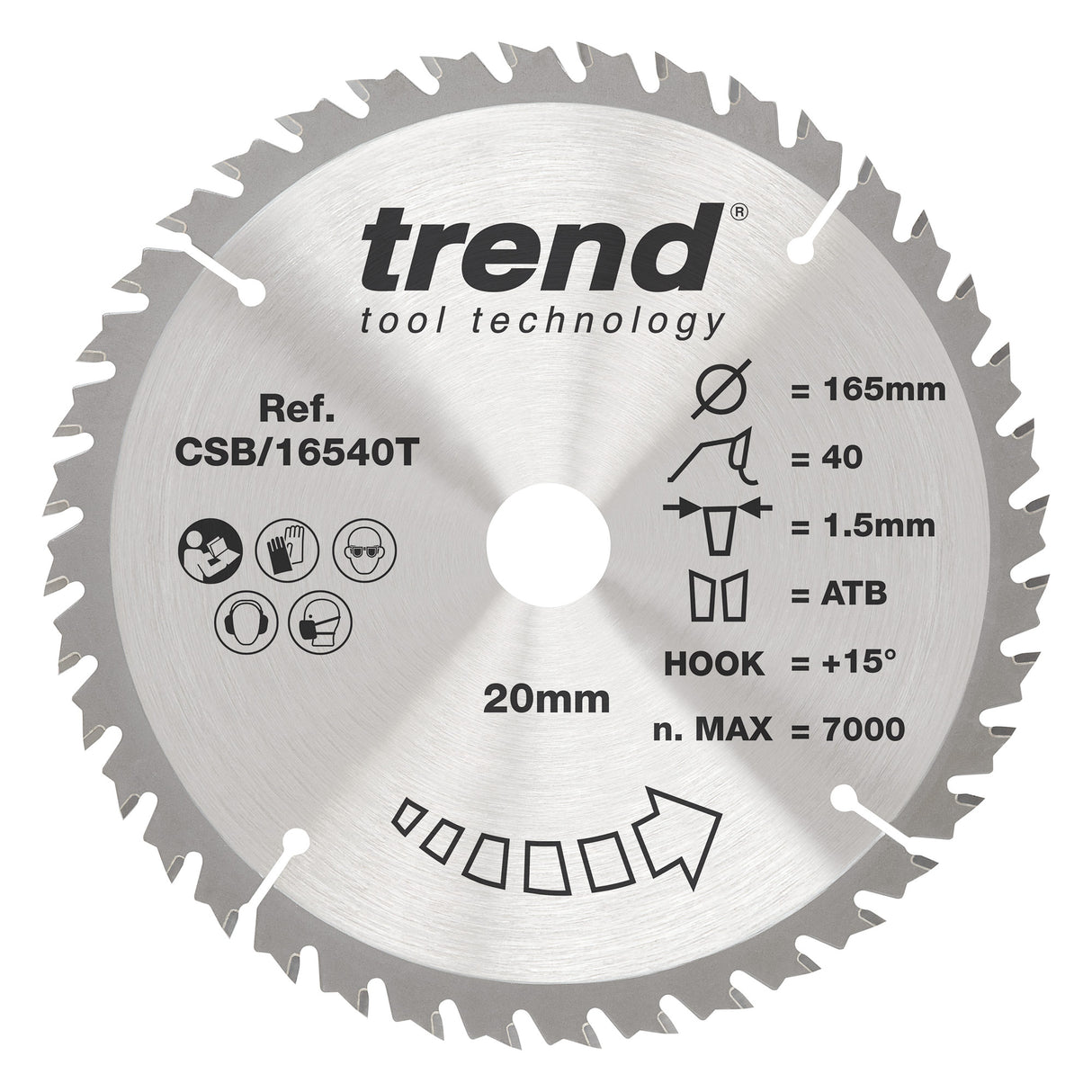 Trend 165mm x 20mm x 40T Thin Kerf General Purpose Cordless Circular Saw Blade