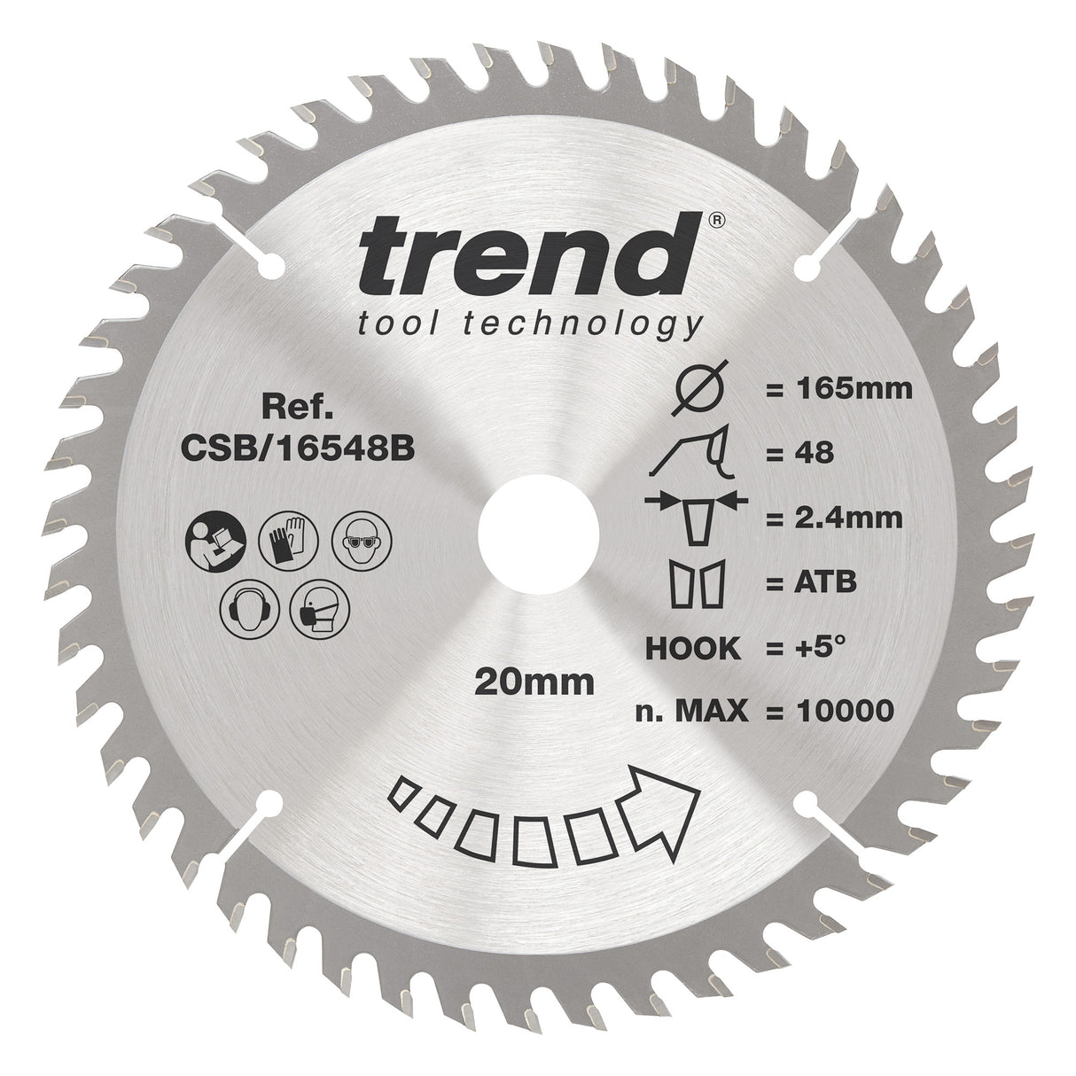 Trend 165mm x 20mm x 48T x 2.2mm Fine Cut Off Circular Saw Blade