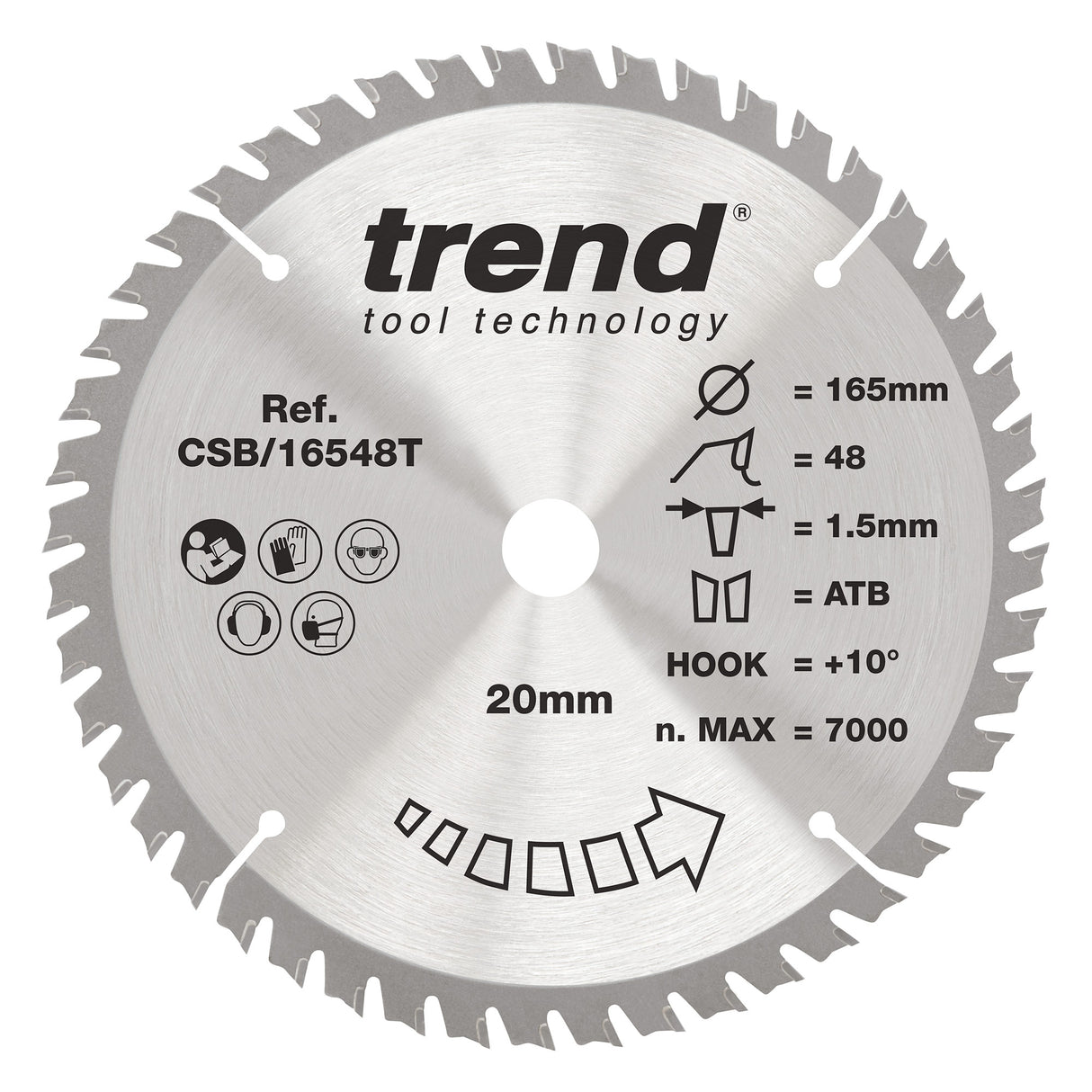 Trend 165mm x 20mm x 48T Thin Kerf Fine Cut Off Cordless Circular Saw Blade