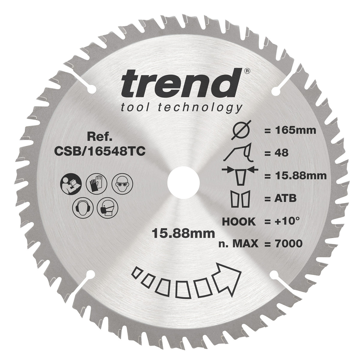 Trend 165mm x 15.88mm x 48T Thin Kerf Fine Cut Off Cordless Circular Saw Blade