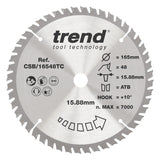 Trend 165mm x 15.88mm x 48T Thin Kerf Fine Cut Off Cordless Circular Saw Blade