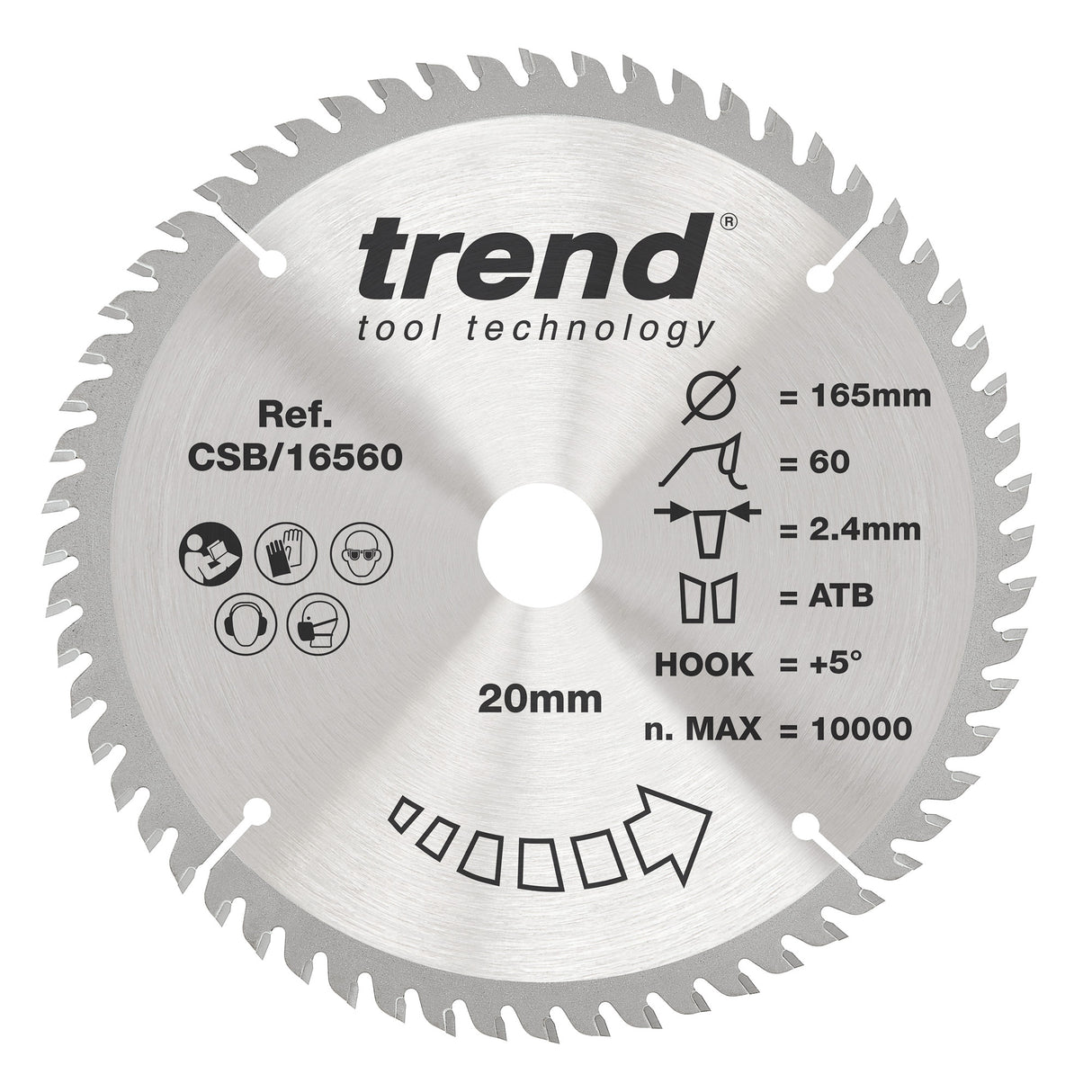 Trend 165mm x 20mm x 60T Wood Circular Saw Blade