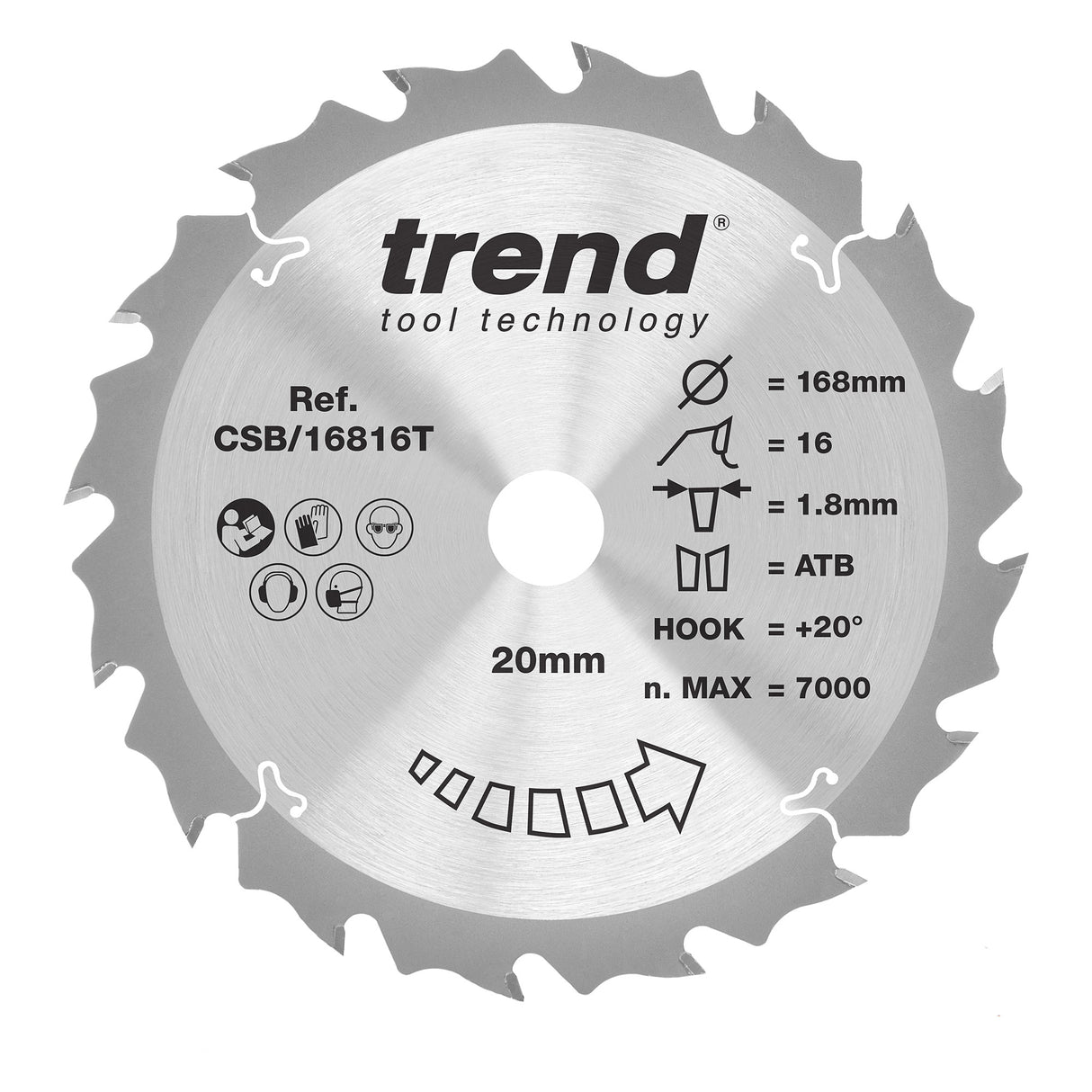 Trend 168mm x 20mm x 16T Thin Kerf Ripping Cordless Circular Saw Blade