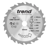 Trend 168mm x 20mm x 16T Thin Kerf Ripping Cordless Circular Saw Blade