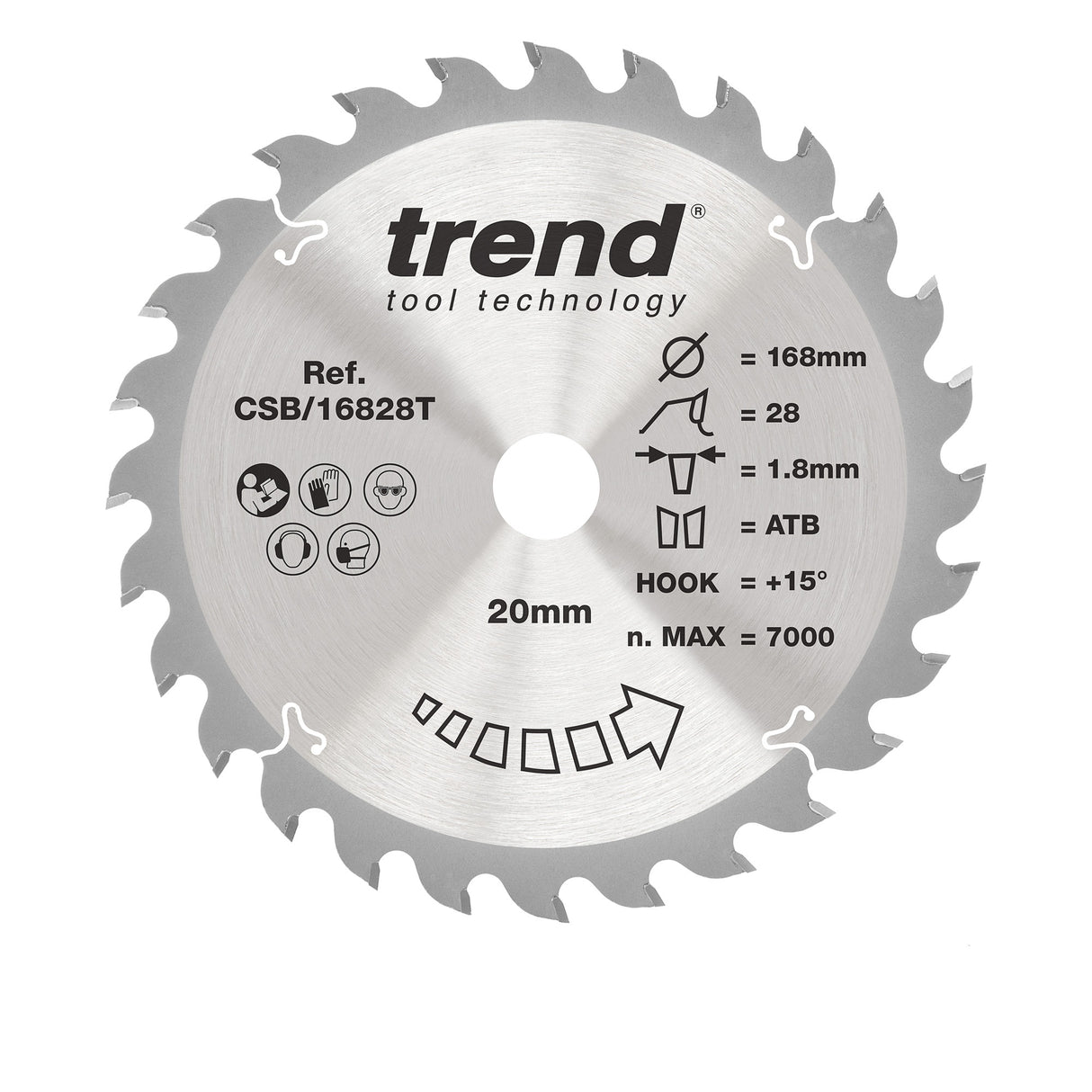 Trend 168mm x 20mm x 28T Thin Kerf Ripping Cordless Circular Saw Blade