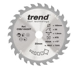 Trend 168mm x 20mm x 28T Thin Kerf Ripping Cordless Circular Saw Blade