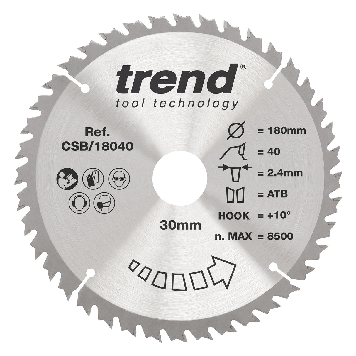 Trend 180mm x 30mm x 40T Wood Circular Saw Blade