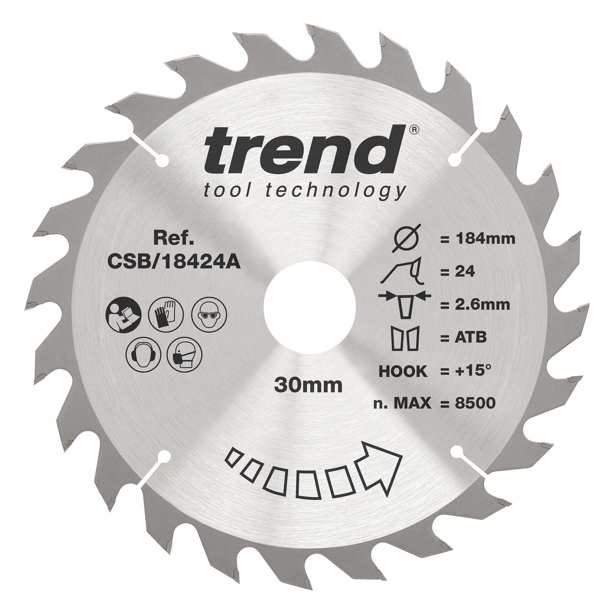 Trend 184mm x 30mm x 24T Ripping Circular Saw Blade