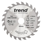 Trend 184mm x 30mm x 24T Ripping Circular Saw Blade