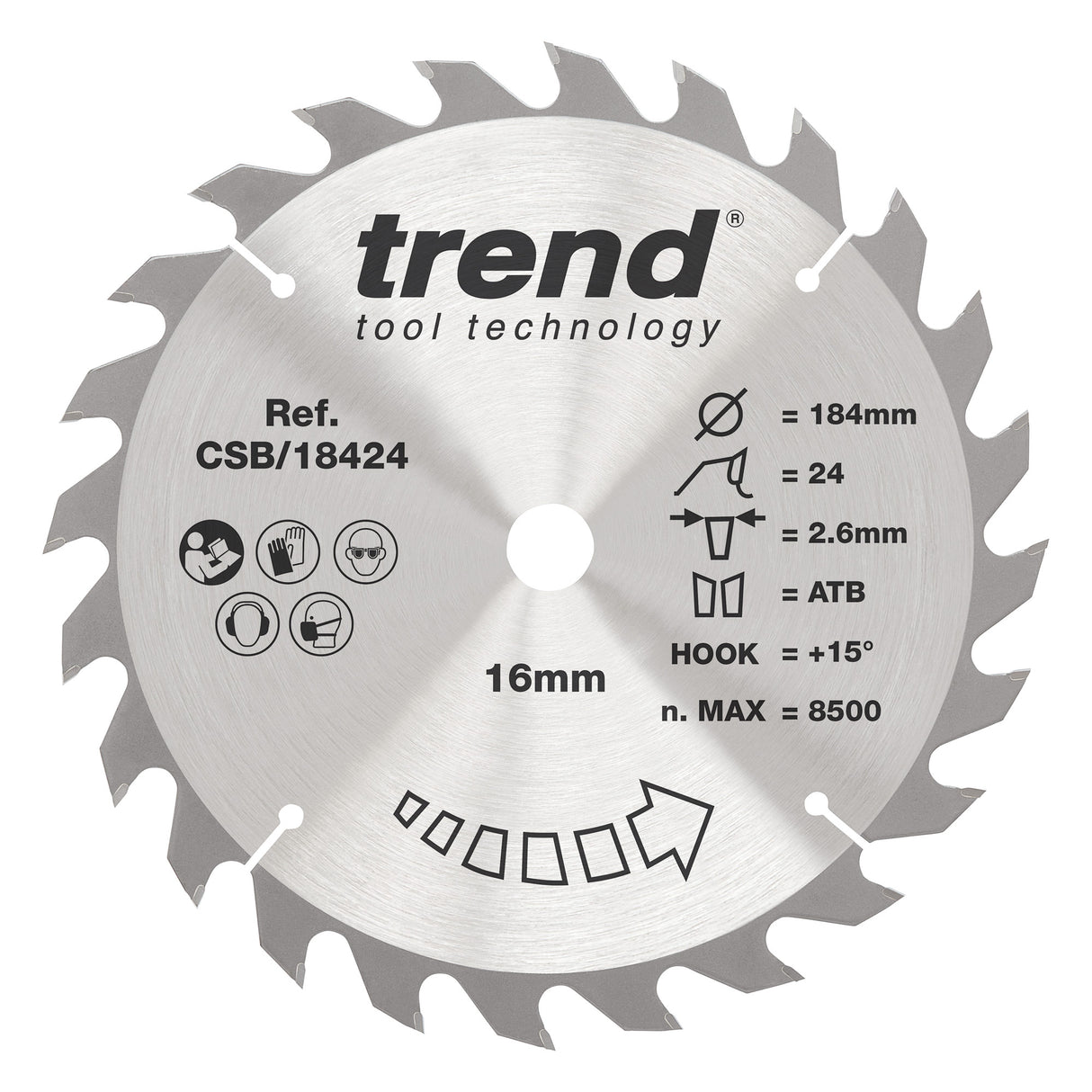 Trend 184mm x 16mm x 24T Ripping Circular Saw Blade