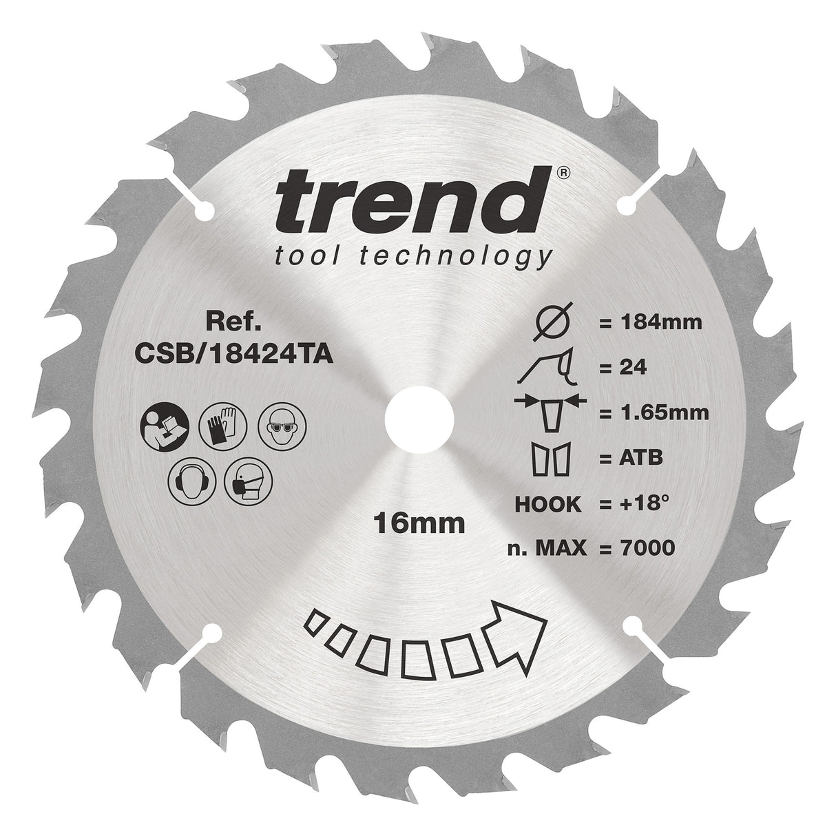 Trend 184mm x 16mm x 24T Thin Kerf Wood Cordless Circular Saw Blade