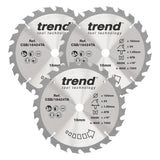 Trend 3-Piece 184mm x 16mm x 24T Wood Cordless Circular Saw Blade Set