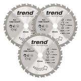 Trend 3-Piece 184mm x 20mm x 24T Wood Cordless Circular Saw Blade Set