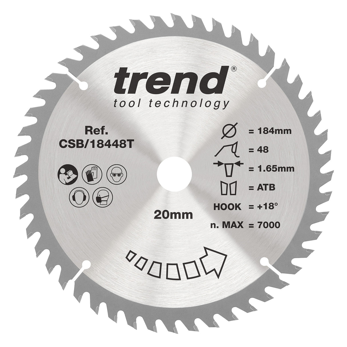 Trend 184mm x 20mm x 48T Thin Kerf General Purpose Cordless Circular Saw Blade