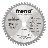 Trend 184mm x 16mm x 48T Thin Kerf General Purpose Cordless Circular Saw Blade