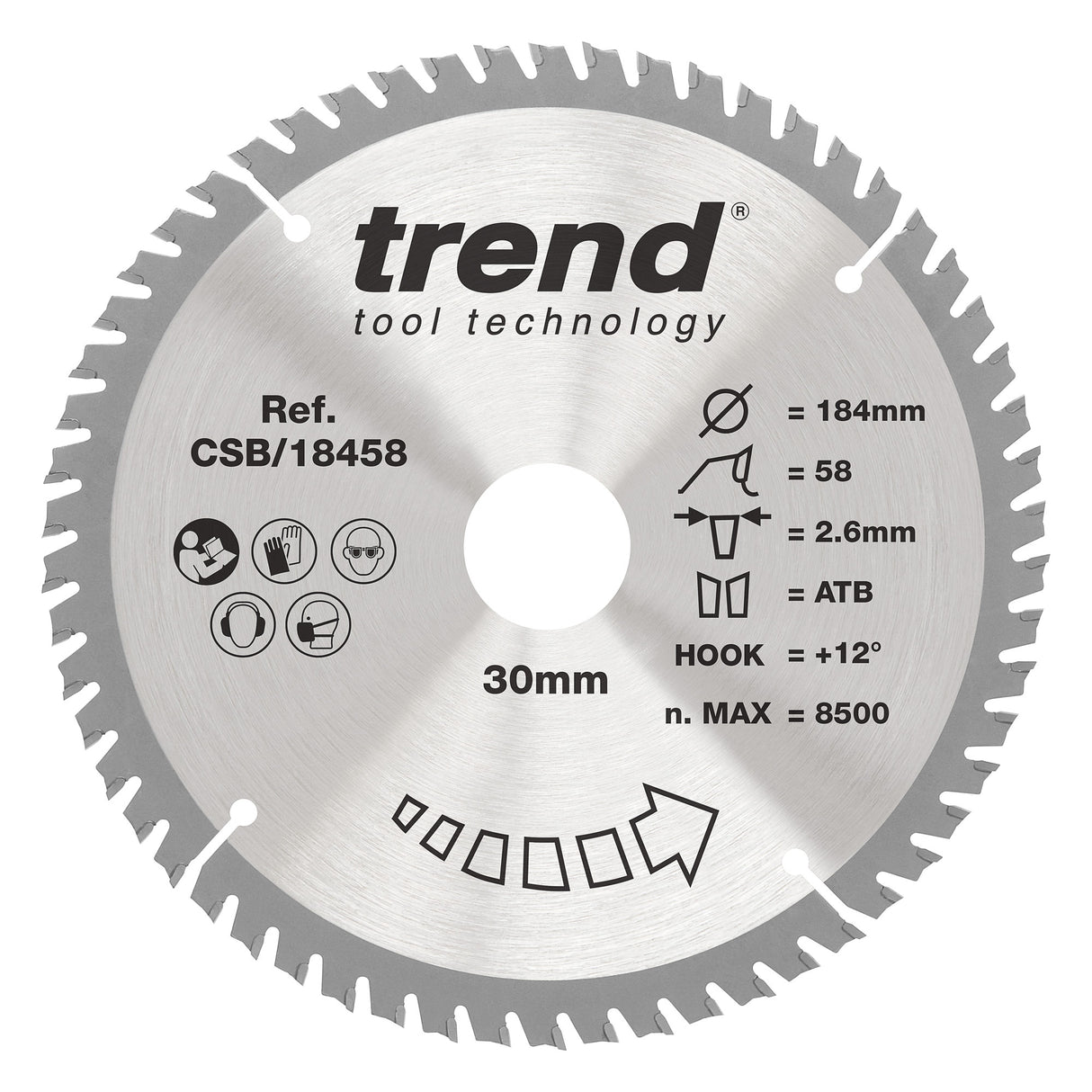 Trend 184mm x 30mm x 58T Wood Circular Saw Blade