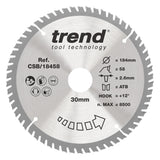 Trend 184mm x 30mm x 58T Wood Circular Saw Blade