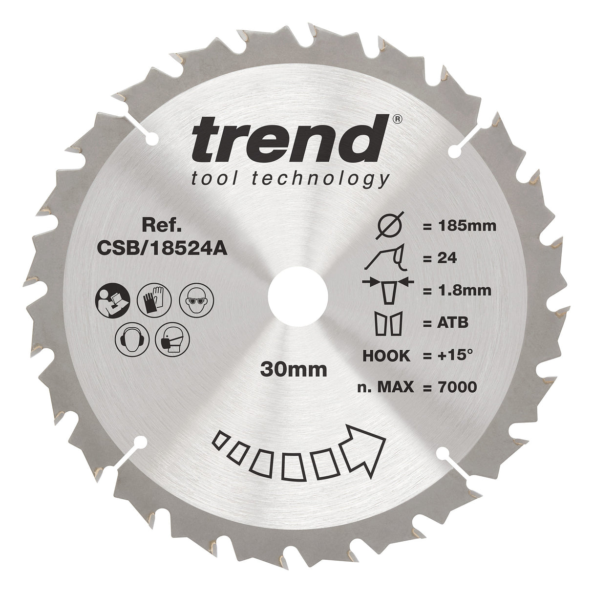 Trend 185mm x 30mm x 24T Thin Kerf Ripping Cordless Circular Saw Blade