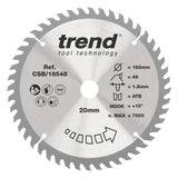Trend 185mm x 20mm x 48T Wood Cordless Circular Saw Blade