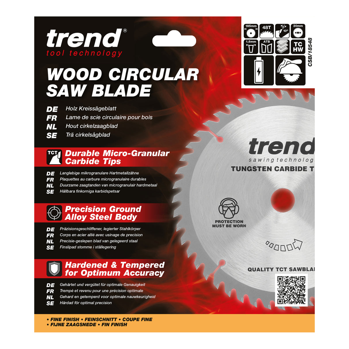 Trend 185mm x 20mm x 48T Wood Cordless Circular Saw Blade