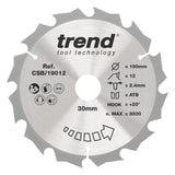 Trend 190mm x 30mm x 12T Ripping Circular Saw Blade