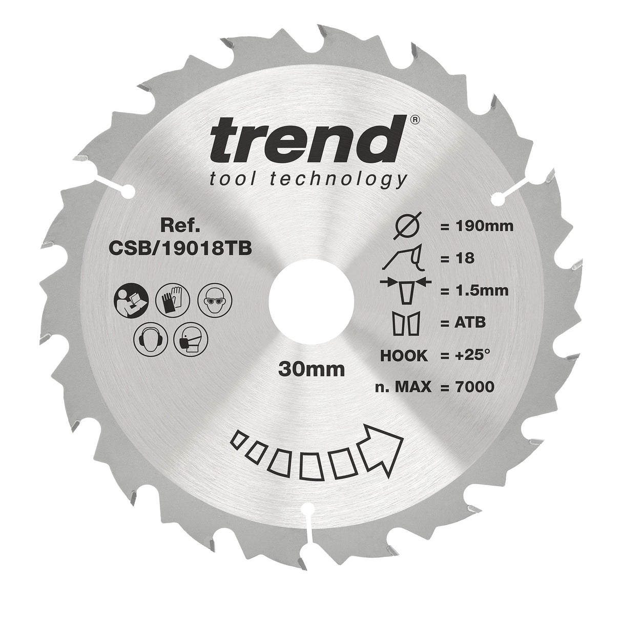Trend 190mm x 30mm x 18T Thin Kerf Ripping Cordless Circular Saw Blade