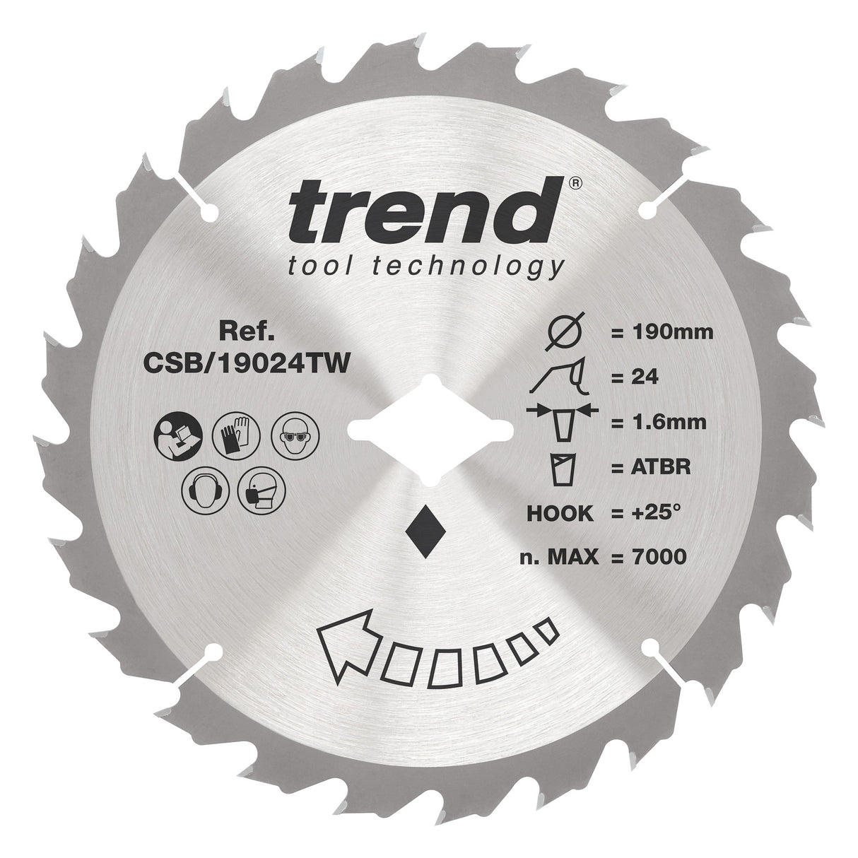 Trend 190mm x Diamond Bore x 24T Thin Kerf Ripping Cordless ATBR Circular Saw Blade