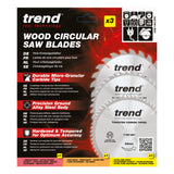 Trend 3-Piece 190mm x 30mm x 24/40/60T Wood Circular Saw Blade Set