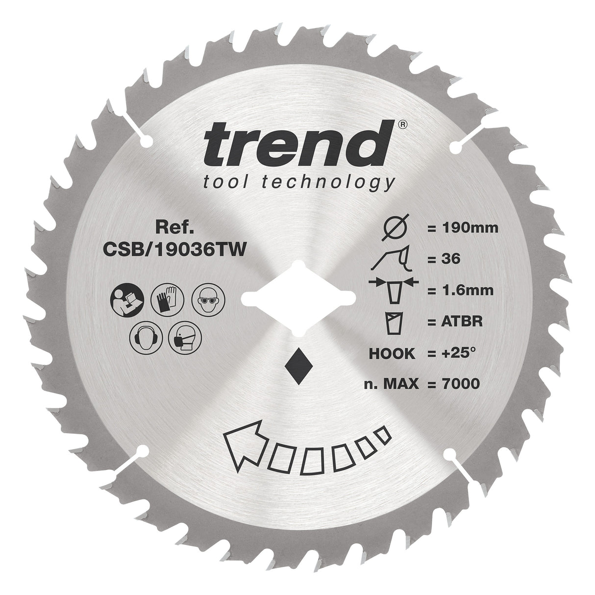 Trend 190mm x Diamond Bore x 36T Thin Kerf General Purpose Cordless ATBR Circular Saw Blade