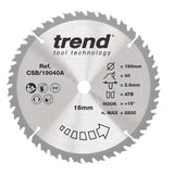 Trend 190mm x 16mm x 40T General Purpose Circular Saw Blade