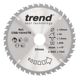 Trend 190mm x 30mm x 40T Thin Kerf General Purpose Cordless Circular Saw Blade