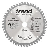 Trend 190mm x 20mm x 48T General Purpose Circular Saw Blade