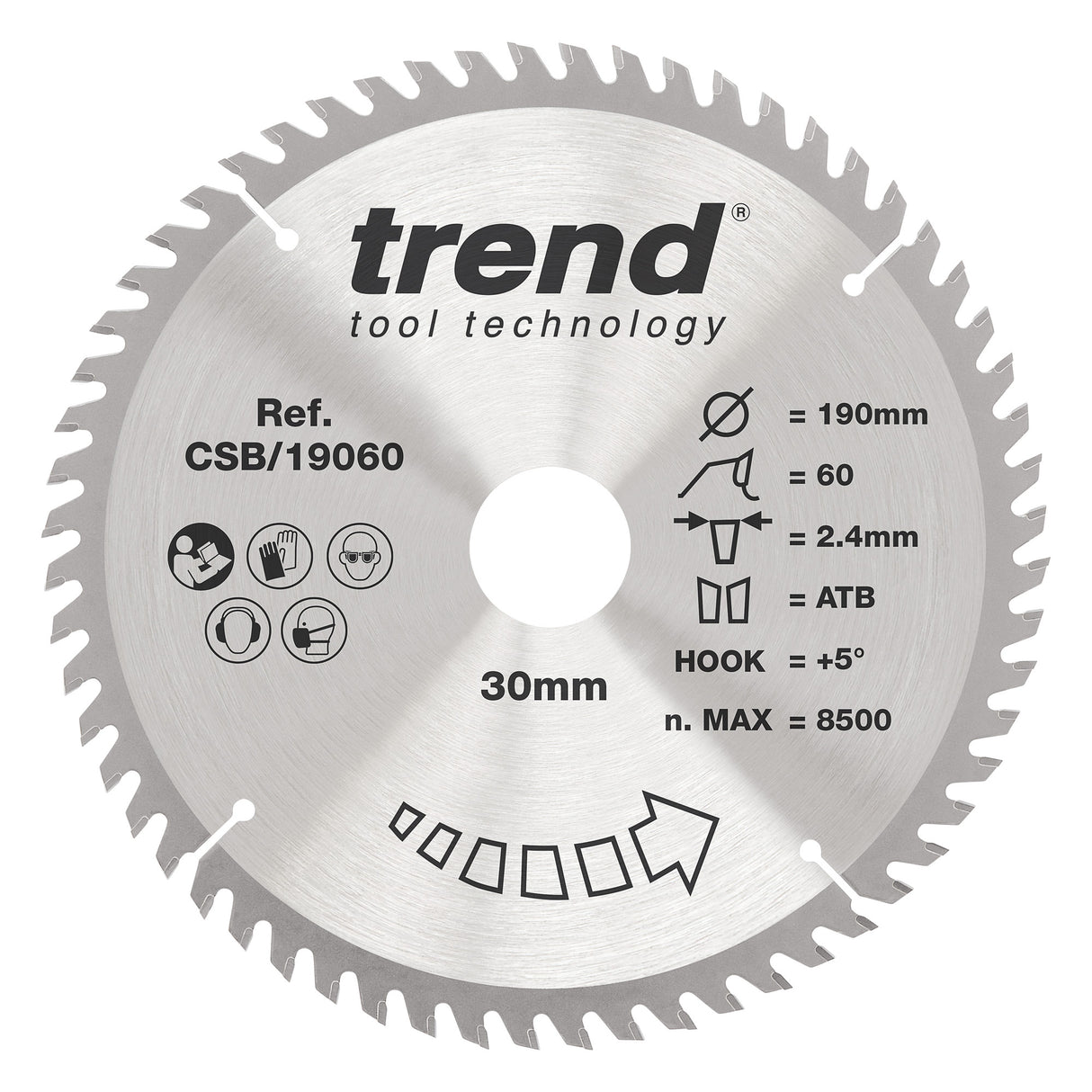 Trend 190mm x 30mm x 60T Wood Circular Saw Blade