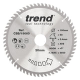 Trend 190mm x 30mm x 60T Wood Circular Saw Blade