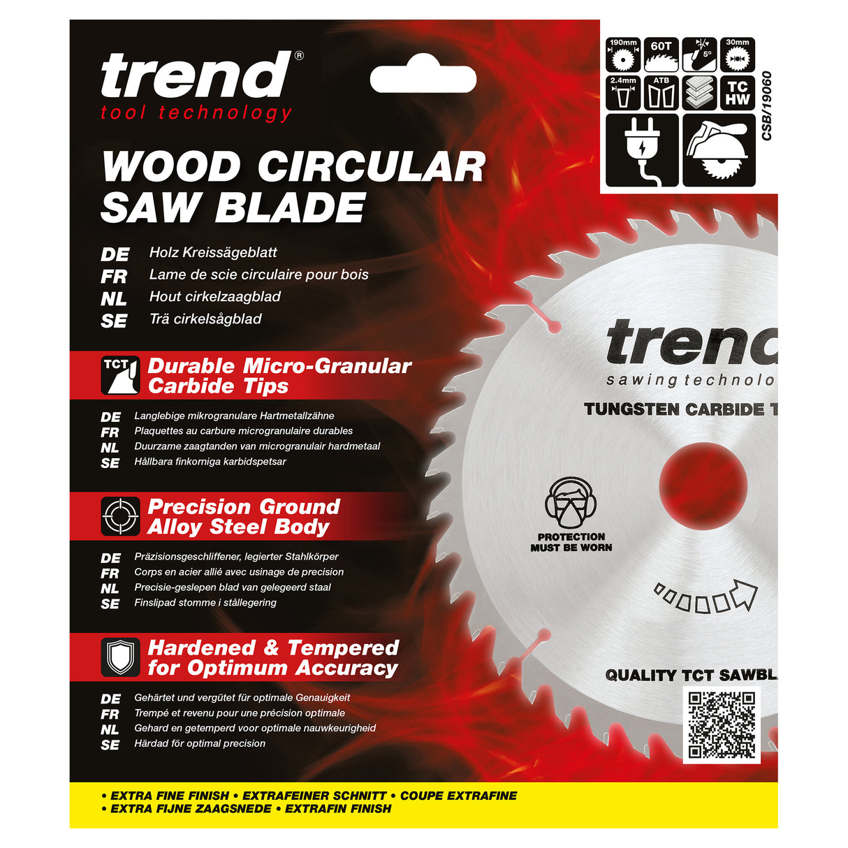 Trend 190mm x 30mm x 60T Wood Circular Saw Blade