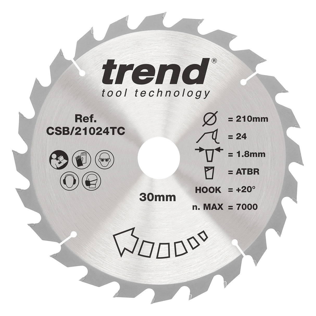 Trend 210mm x 30mm x 24T Thin Kerf Wood Cordless ATBR Circular Saw Blade