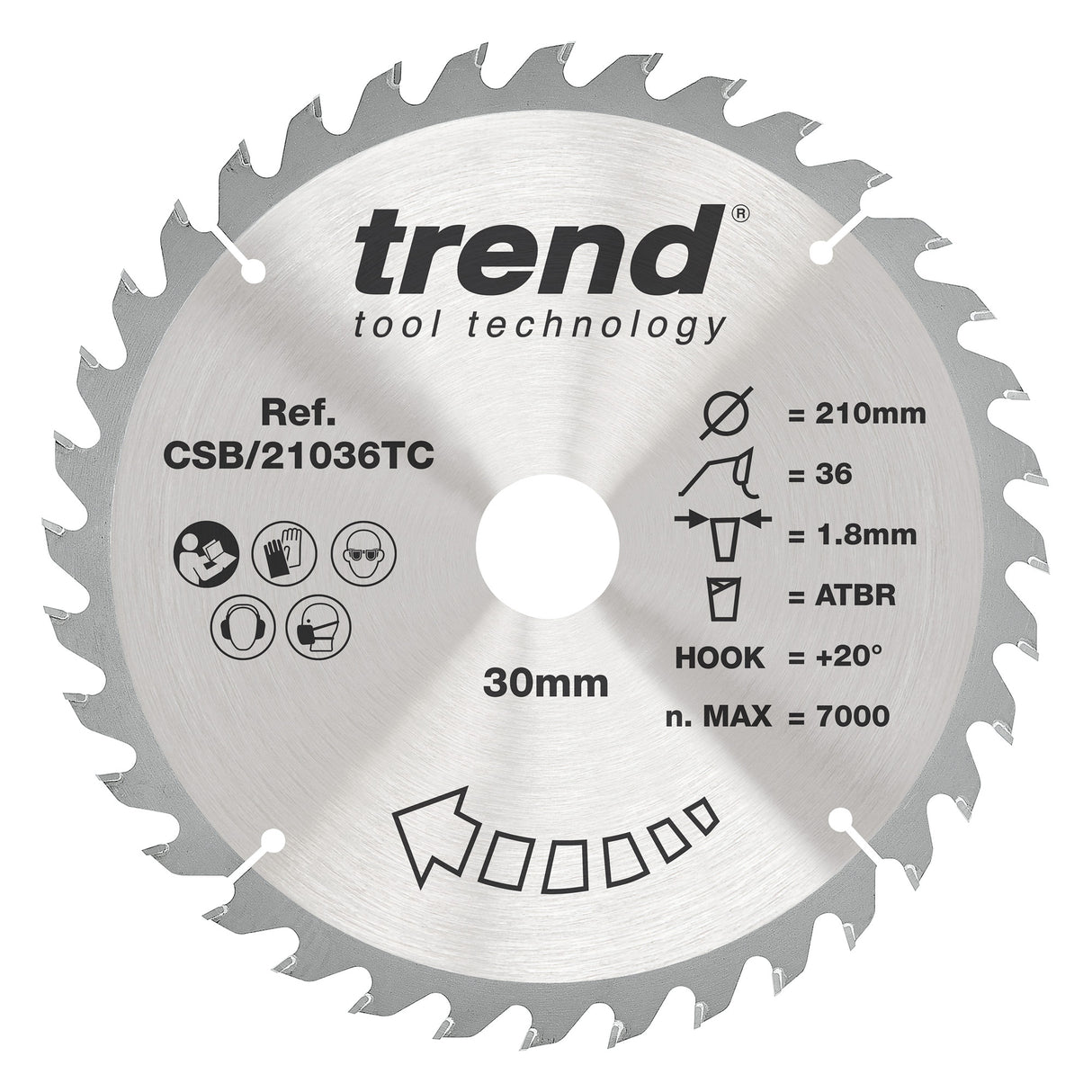 Trend 210mm x 30mm x 36T Thin Kerf Wood Cordless ATBR Circular Saw Blade